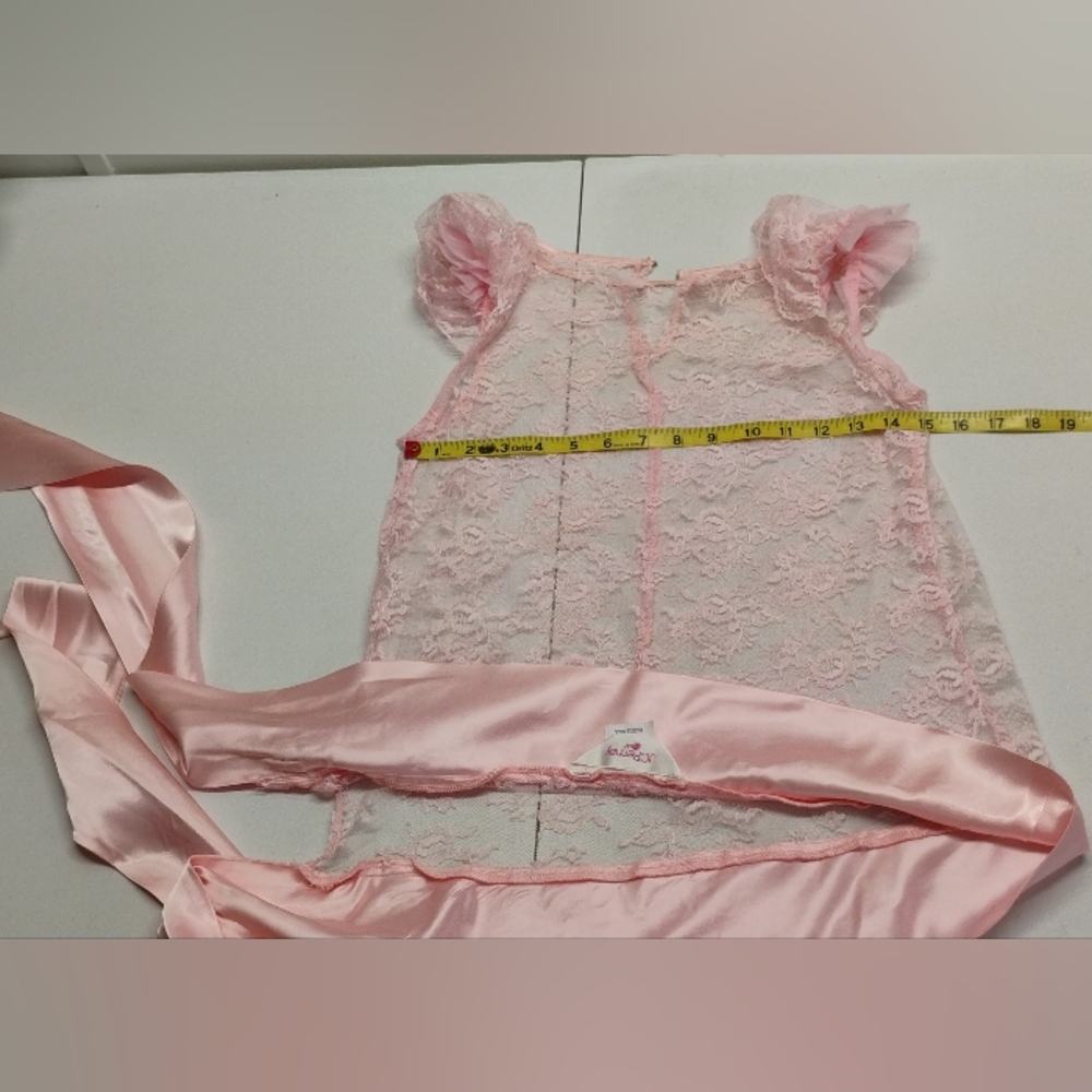 JCPENNEY Vintage Dress 2 Piece Satin/Lace Pink Sz 7/8 Women's Spaghetti Straps - Picture 8 of 16